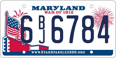 MD license plate 6BJ6784