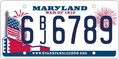 MD license plate 6BJ6789