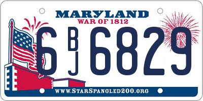MD license plate 6BJ6829