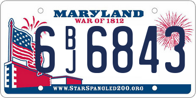 MD license plate 6BJ6843