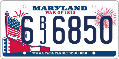 MD license plate 6BJ6850