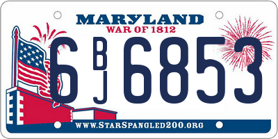 MD license plate 6BJ6853