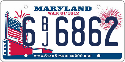 MD license plate 6BJ6862