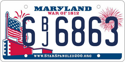 MD license plate 6BJ6863