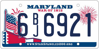 MD license plate 6BJ6921
