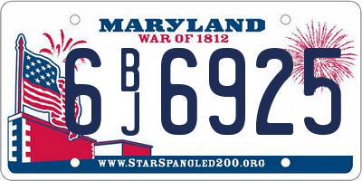MD license plate 6BJ6925