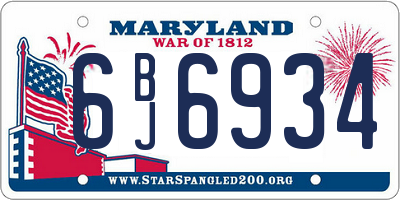 MD license plate 6BJ6934