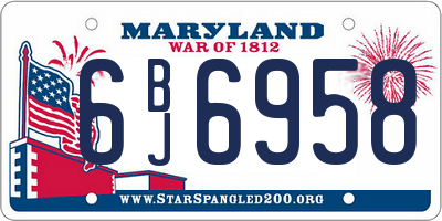 MD license plate 6BJ6958