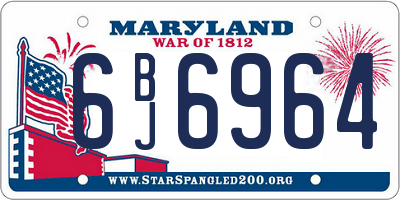 MD license plate 6BJ6964