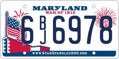 MD license plate 6BJ6978