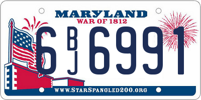 MD license plate 6BJ6991