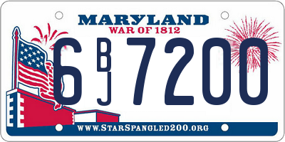 MD license plate 6BJ7200