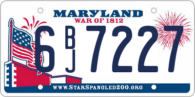 MD license plate 6BJ7227