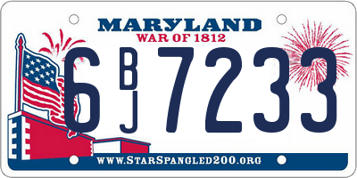 MD license plate 6BJ7233