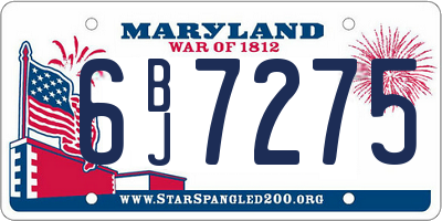 MD license plate 6BJ7275