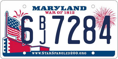 MD license plate 6BJ7284