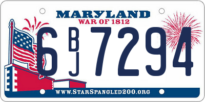 MD license plate 6BJ7294