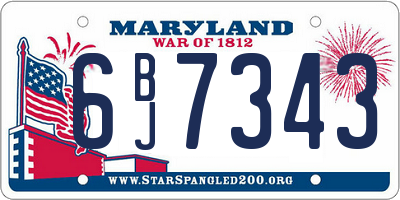 MD license plate 6BJ7343
