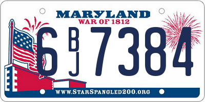 MD license plate 6BJ7384