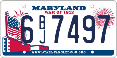 MD license plate 6BJ7497