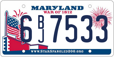 MD license plate 6BJ7533