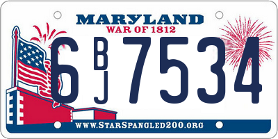 MD license plate 6BJ7534