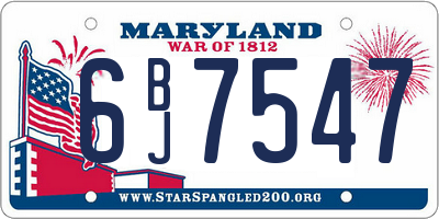 MD license plate 6BJ7547