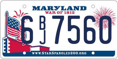 MD license plate 6BJ7560
