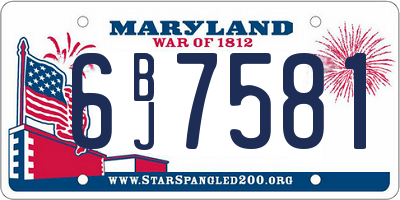 MD license plate 6BJ7581