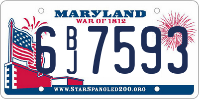 MD license plate 6BJ7593