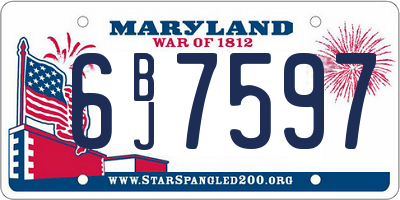 MD license plate 6BJ7597