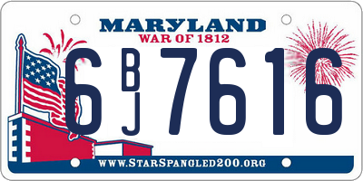MD license plate 6BJ7616