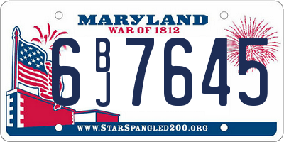 MD license plate 6BJ7645