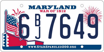 MD license plate 6BJ7649
