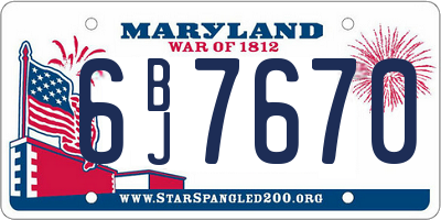MD license plate 6BJ7670