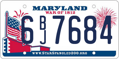 MD license plate 6BJ7684