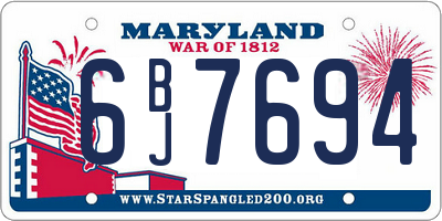 MD license plate 6BJ7694