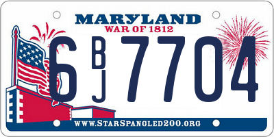 MD license plate 6BJ7704