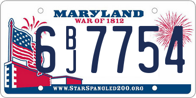 MD license plate 6BJ7754