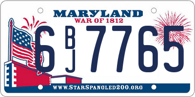 MD license plate 6BJ7765