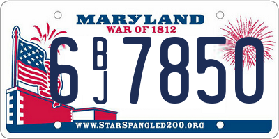 MD license plate 6BJ7850