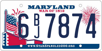 MD license plate 6BJ7874