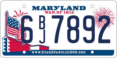 MD license plate 6BJ7892