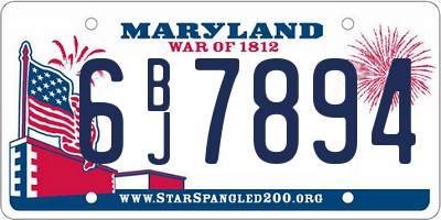 MD license plate 6BJ7894