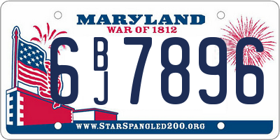 MD license plate 6BJ7896