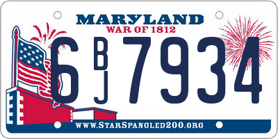 MD license plate 6BJ7934
