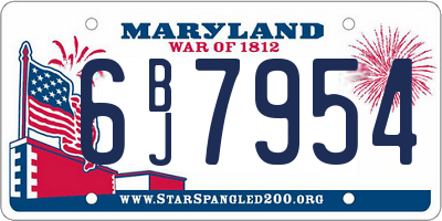 MD license plate 6BJ7954