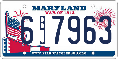 MD license plate 6BJ7963