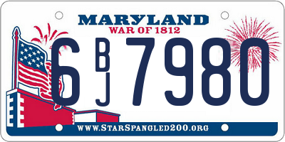 MD license plate 6BJ7980