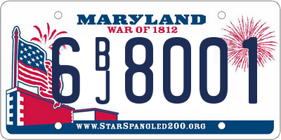 MD license plate 6BJ8001